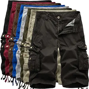 Summer men's plus-size work shorts, knee-length shorts, multi-pocket shorts, fashionable summer mid-length pants