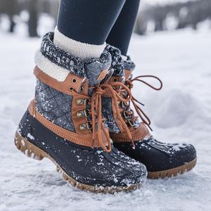 ALEADER Women's Winter Anti-Slip Fashion Warm Snow Boots | Waterproof Shell Hiking Boots | Classic Versatile Duck Boots | Brown Grey Walking Shoes Footwear summerwins