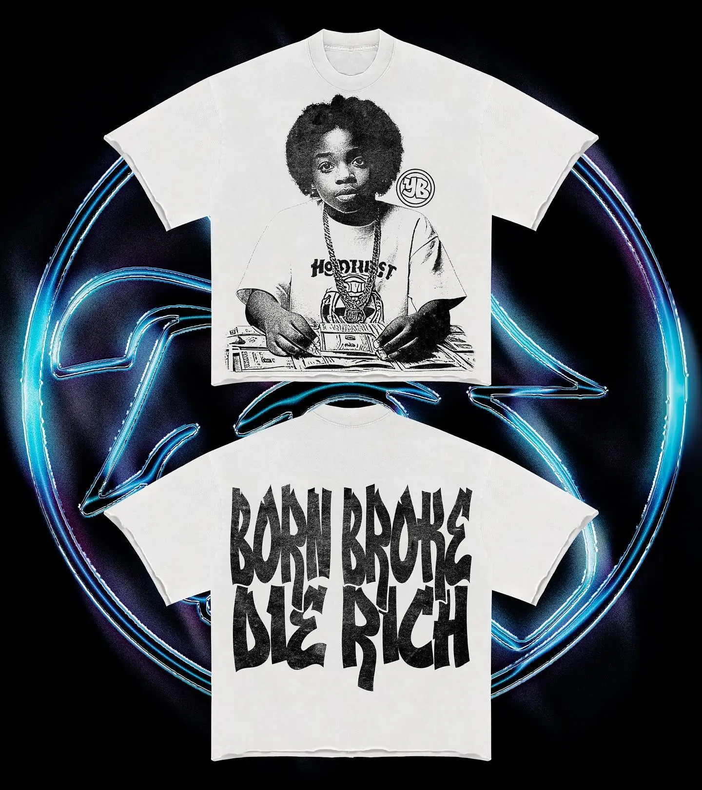 Y2K Graphic "Born Broke, Die Rich" Personalize Printed Tshirt Casual Cotton