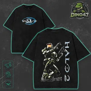 Vintage HALO 2 Washed T-Shirt Graphic Tee Hoodie Sweatshirt Tank Top Streetwear Menswear game Gift for game fans Oversized Gaming Merch