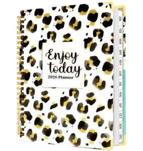 2026 Academic Planner 12-Month Daily Weekly Monthly Planner Calendar Book from JAN.2026 to Dec.2026, Spiral Subject Notebook with Inner Pocket for School Office Home (6.3" x 8.5"), Leopard
