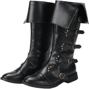 Medieval Pirate Boots for Men Renaissance Costume Steampunk Shoes Halloween Cosplay Accessories Ghillie Suit