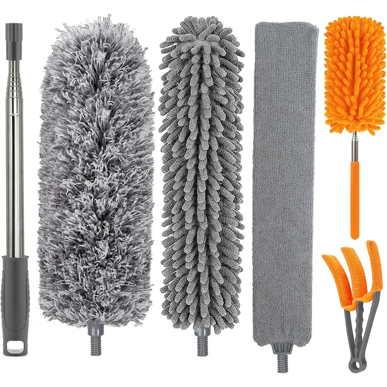Dusters for Cleaning High Ceiling Fan,  Microfiber Duster with Extension Pole 30-100" Long Handle for Ceiling Fans Blinds Cobweb Home, Orange