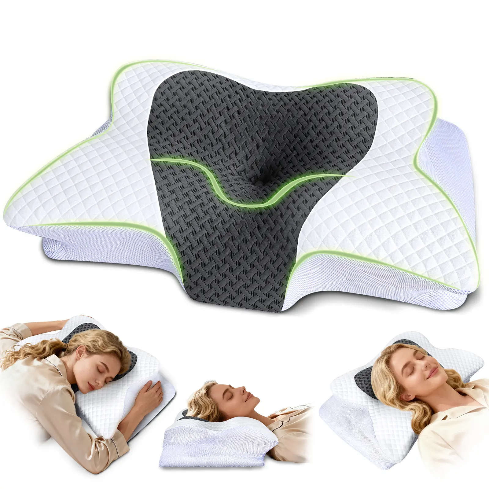 【Back to School】New Ergonomic Contour Memory Foam Pillow,luxurious bedding,Dual Height Design Comfy Cervical Neck Pillow for Neck Support, Neck Support Pillows for Side, Back and Stomach Sleepers,soft recovery pillow,posture pillow,homeessentials