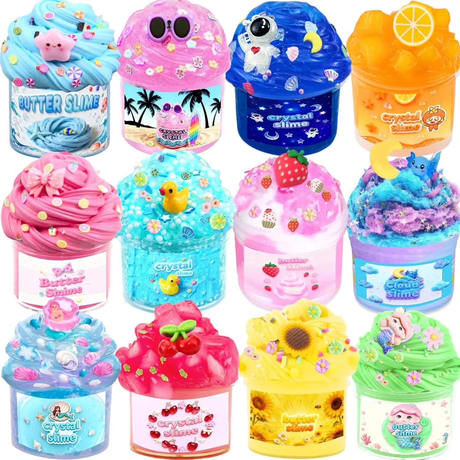 Mother Day Gift  12pack Slime Kit with Sprinkles, Stretchy Texture, Stress Relief Toy, Party Favors, Easter Basket Fillings