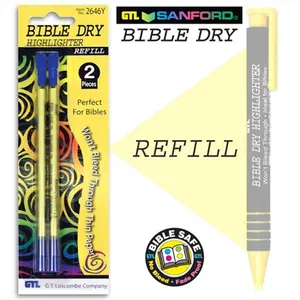 212 MAIN G T Luscombe Co 10345 Dry Yellow Highlighter Bible Refill, Highlighting Cap, Refill Pack