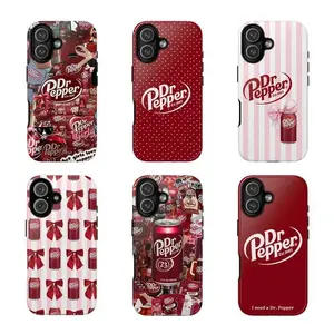 Coquette Red Dr Pepper Soda Can With Cute Bow Design Heavy Duty Tough Phone Case Shockproof Drop Protection Durable Hard Cover Aesthetic Gift for iPhone 11 12 13 14 15 16 17 Pro Max Plus