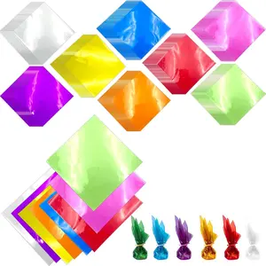 120 count Cellophane Sheets, Cello Sheets, Colored Cellophane Wrap for DIY Crafts, Arts, Window Decoration, Lights, Candy Wrapping (7.5x7.5 Inches, Assorted Colors)