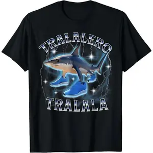 Tralala Shark Brainrot Italian Brainrot Meme T-Shirt for adult kids boy graphic Tees shirts funny vintage fashion Short Sleeve tops vacation outfits clothing
