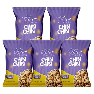 Titi's Kitchen Nigerian Chin Chin Snack, Crunchy Sweet Fried Cookie Bites, Authentic West African Snack, Lightly Sweet Crispy Treat, 5 Pack