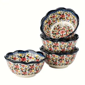 Porcelain Cereal Bowl Set, 1pc/4pcs 12.7cm Ceramic Salad Bowls, Serving Bowls, Ceramic Pasta Bowls for Desserts & More, Microwave & Dishwasher Safe, Perfect for Soups & Fruits, Tableware