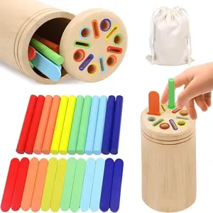 Montessori Wooden Sorting Toys for Toddlers 18 36 Months Preschool Learning Fine Motor Skills Educational Matching Game Wooden Toddler Learning Toy & Birthday Gift