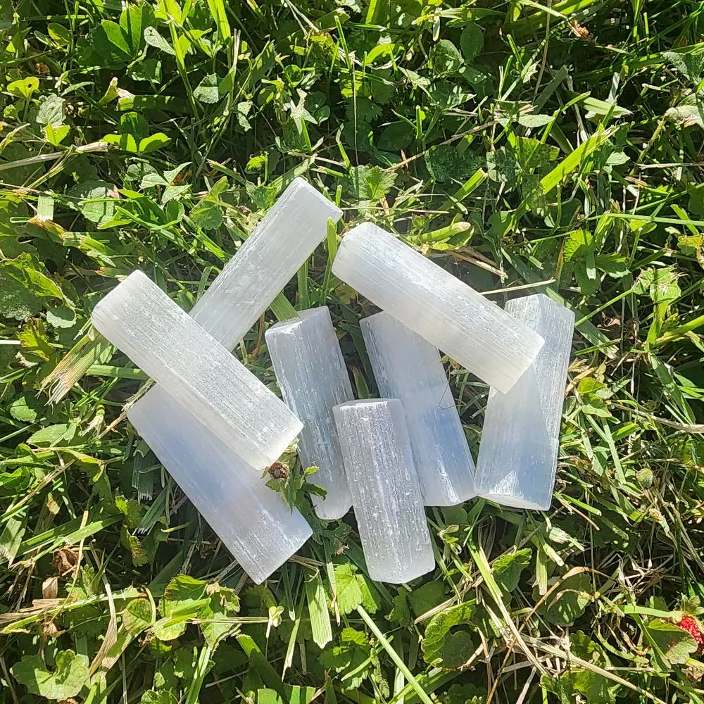 Satin Spar Selenite Natural Wand plate crystal charging
