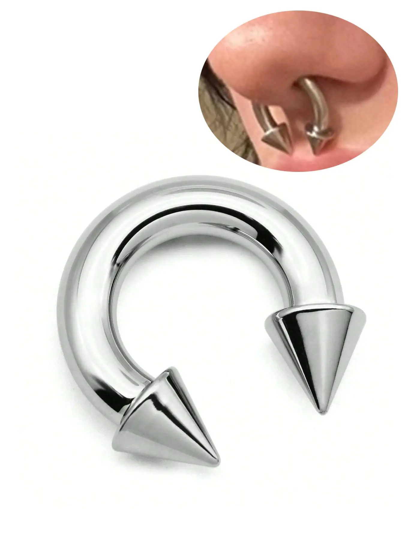 Stainless Steel Spike Nose Ring, Fashionable Nose Ring for Women & Men, Chic Body Jewelry for Party, Daily Clothing Decor, Trendy All-match & Exquisite Jewelry for Birthday Gift, Nose Piercing Jewelry