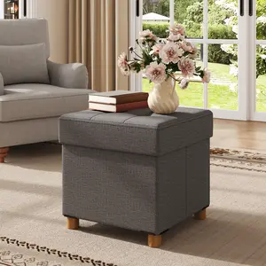 15 Inches Cube Storage Ottoman, Bedroom Bench with Storage