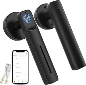 Fingerprint Door Lock with  APP,Fingerprint Door Knob,Biometric Door Knob Keyless Entry Door Lock with Tuya for Home/Bedroom/Office/Apartment/Airbnb Black