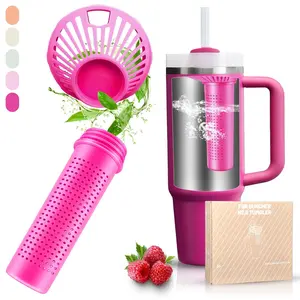 Tea Infuser Compatible with 30oz & 40oz Tumblers | Leak-Proof Rotating Lock | Filter for Tea, Fruit & Cold Brew | Reusable, BPA-Free, Dishwasher Safe (Fuchsia)