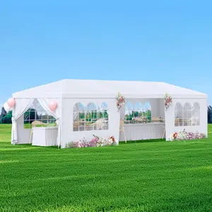 10x30 Party Tent, Update Outdoor White Tents for Parties, Wedding, Event, Large Canopy Tent with Walls, Big Event Gazebo Tents 8 Sidewalls