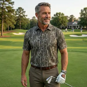 Men’s Fishing & Golf Polo – Drift Performance Bottomland Camo Shirt