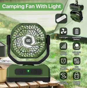 Multifunctional Outdoor Camping Fan with LED Light 20000mAh Portable 3-in-1 Remote Control 270 Degree Moving Head Fan Mountain climbing sports travel Digital