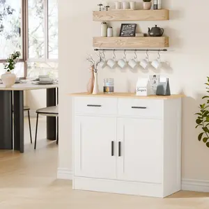 Buffet Cabinet with Storage - Buffets & Sideboards Kitchen Storage Cabinet, Wood Console Table Coffee Bar Accent Cabinets for Living Room Dining Room Entryway Small 2 Doors & Drawers