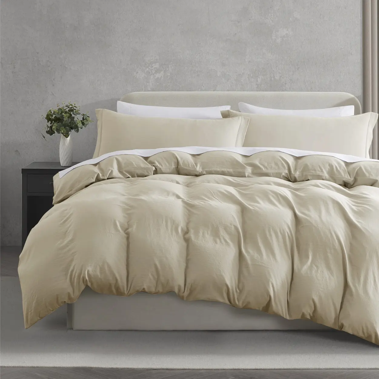 NESTL 3-Piece Prewashed Duvet Cover Set, Bedroom Bedding Set, Breathable & Modern Microfiber Material Bedding with Zipper Closure, Pillow Shams, Machine Washable Duvet (Comforter/Insert Not Included), Breathable Duvet Set