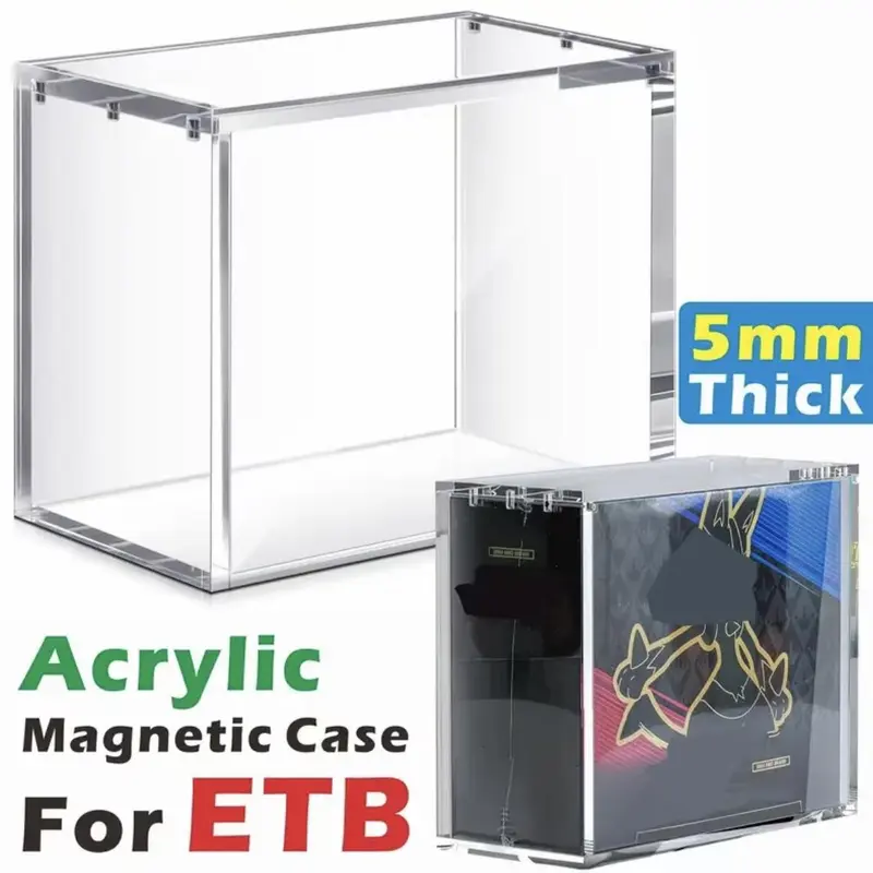ETB Acrylic Display Case – 8MM+5MM Thick UV & Scratch Resistant,Magnetic Closure,Stackable | Crystal Clear Collector Protector for Rare Cards Collectibles, TCG Trading Card Collection Organizer – Anti-Crack & Scratch-Resistant Design,Elite Trainer Box