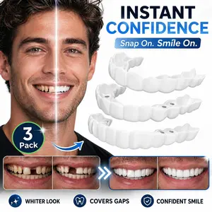 New Generation Soft Silicone Snap-on Dentures - Adjustable Comfort Fit Veneers, Ultra-Thin Natural Whitening Teeth Cover, Safe & Reusable  For Portable Oral Care Kit