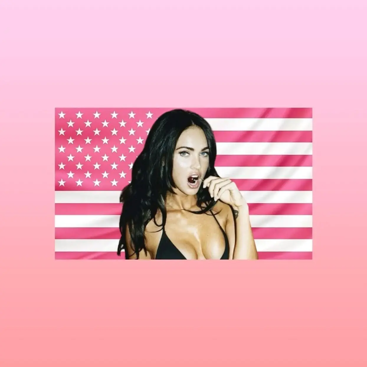 Megan Fox Pink American Flag Tapestry – Celebrity Wall Art Decor | Actress Fan Room Flag | Aesthetic Pink Bedroom Decor