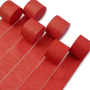 PartyWoo Red Crepe Paper Streamers 6 Rolls 492 ft Pack of Pearl Red Crepe Paper for Graduation Christmas Valentine's Day Independence Day Birthday Party Decorations (1.8 Inch x 82 Ft/Roll), Red-522
