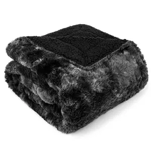 PAVILIA Faux Fur Throw Blanket Tie-Dye, Soft Fuzzy Warm Sherpa Blankets & Throws for Bed, Fluffy Plush Thick Fleece Throw Blanket for Couch Sofa, Reversible Furry Shaggy Blanket