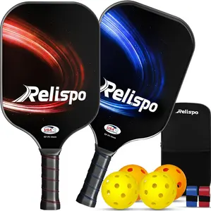 Pickleball Paddles Set of 2/4, USAPA Approved Pickleball Set Fiberglass Surface Honeycomb Core Pickleball Rackets with 4 Indoor & Outdoor Balls Carry Bag & Grip Tapes, Gifts for Beginners & Pros