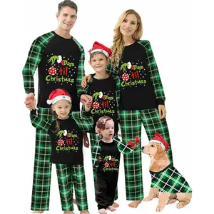 FOCUSNORM Two Piece Christmas Green Monster Family Matching Pajamas Sets Christmas Pjs Sleepwear Outfits For Christmas Holiday Xmas Party