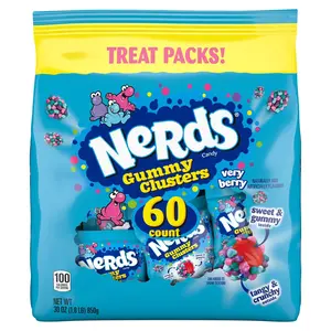 Gummy Clusters Candy, Very Berry, Crunchy and Gummy, Individually Wrapped Treat Size Packs, 60 Count, 30 oz Snack Sweet Bite