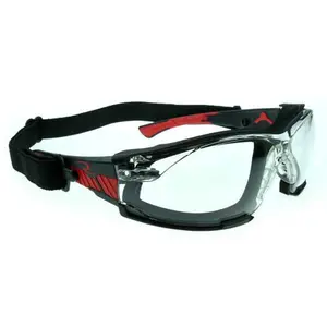 Radians Obliterator Foam-Lined Safety Glasses Black/Red Frame Clear IQUITY Anti-Fog Lens