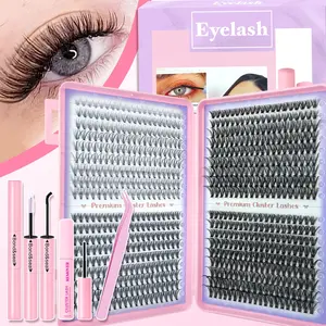 Lash Extension Kit, 10D，20D，30D, 40D, 60D, 80D，100D，120D Curl Cluster Lashes, Mixed Natural & Voluminous Styles, Includes Glue, Tweezers, Remover & 2 Brushes, Reusable, Beginner-Friendly, for Daily Use & Gifting on Holidays Eyelash Glue Extension