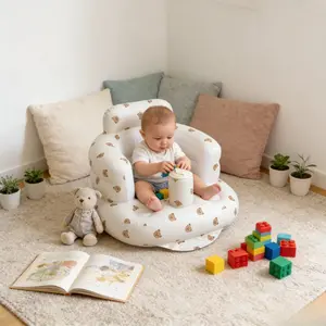 Inflatable Sofa, Soft Support Comfy Kids Lounge Chair, Low Center Gravity Anti-Tip Couch, Slanted Inflatable Chair, Family Game Room Sofa, Children