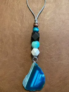 Blue Stone and Bead Car Mirror Dangle