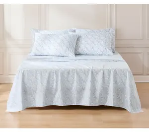 Lush Decor Bota nical Leaf and Floral Sheet Se t Blue 6Pc King
