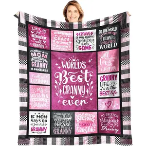 Granny Blanket Gift for Granny for Mothers Day from Granddaughter Granny Gift from Grandson - Best Granny Ever Blanket - Birthday from Grandchildren 50''x60'', Printed on One Side with a Plain White Back, Halloween Thanksgiving Christmas Gift