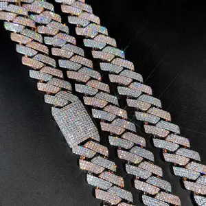 Hip Hop Jewelry 20mm Thick Cuban Link Chain Crystal Miami  Two Color Iced Out CZ Cuban Chain Necklace