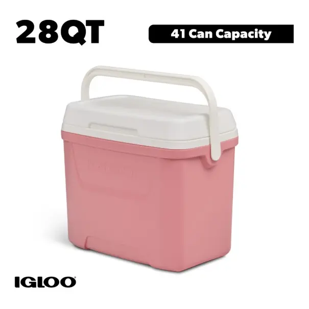 Igloo 28 QT Laguna Hard-Sided Ice Chest Cooler, Coral Pink