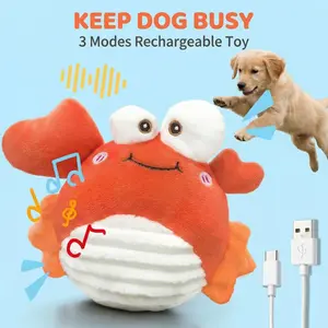 GUKCO Crab Interactive Dog Toy – Rechargeable Self-Play Toy with Motion-Activated Ball, 3 Modes (Music/Silent/Record) for Small Medium Large Dogs, Reduces Separation Anxiety, Puppy Teething Toy