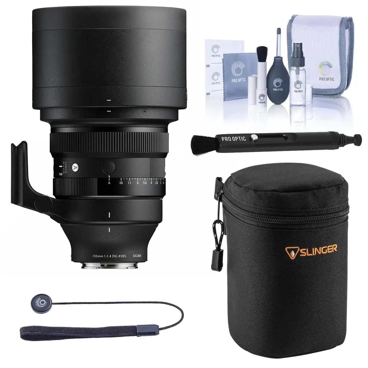Sigma 135mm f/1.4 DG Art Lens for Sony E with Adorama Slinger Soft Lens Case, Pro Optic Lens Cap Tether, Cleaning Kit & LensPen