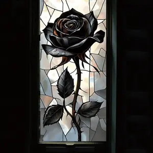 Static Adsorbing Rose Decoration Sticker for Windows, 45x100cm Wall Decor for Living Room & Bedroom, Perfect Halloween Home Accent, Decorative Wall Sticker