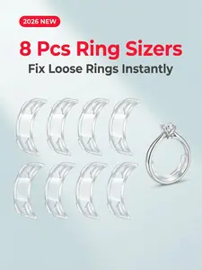 New Ring Size Adjuster Set, Fits Loose Rings, 8 Pieces, 8 Sizes, Unisex Invisible Ring Protector, Includes Polishing Cloth