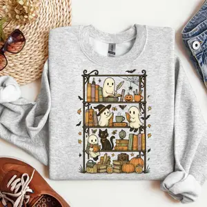 Ghost Book Reader Sweatshirt, Reading Tee Book Lover Gift, Reading Enthusiast Book Shirt, Ghost Reader Tee, Literature Lover, Boo Sweatshirt