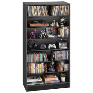 VEVOR Media Storage Cabinet, 7-Tier DVD Shelf Organizer, 27.56 x 11.81 x 55.12 in Multimedia Storage Organizer for CDs, DVDs, Books and Games, CD Shelf for Living Room, Home Office, Recording Room