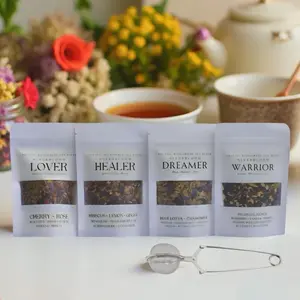 Superbloom Herbal Tea Gift Set for Calm Sleep Glow Energy and Wellness. Organic Loose Leaf Tea with Free Infuser. Dreamer Healer Lover Warrior Blends. Makes 80 cups of tea.