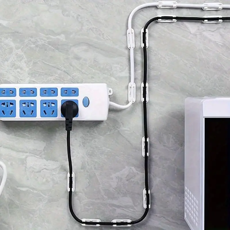 Adjustable Cable Management Clips, 10pcs Adhesive Cable Organizer, Sticky Wire Clips, Cord Holder for TV PC Ethernet Cable Under Desk Wall Home Office